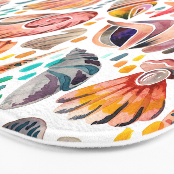 Painted Seashells - Coral & Blue Bath Mat Gallery Image 3