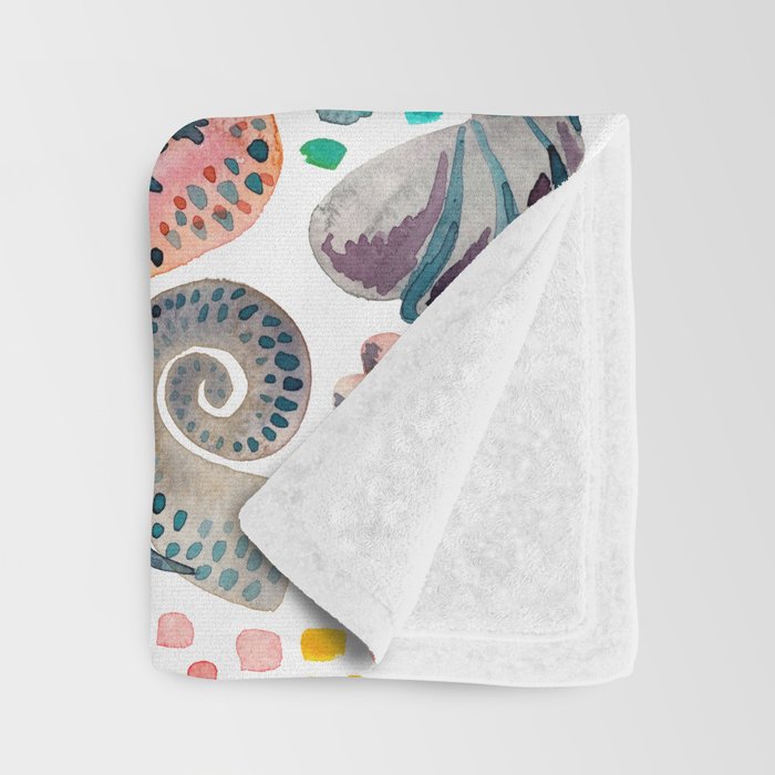 Painted Seashells - Coral & Blue Throw Blanket Gallery Image 3