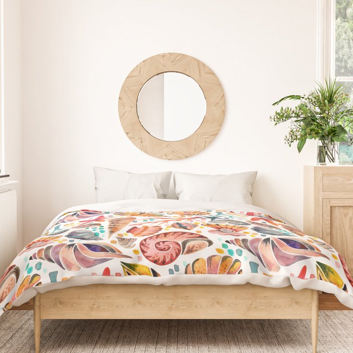 Painted Seashells - Coral & Blue Duvet Cover Gallery Image 3
