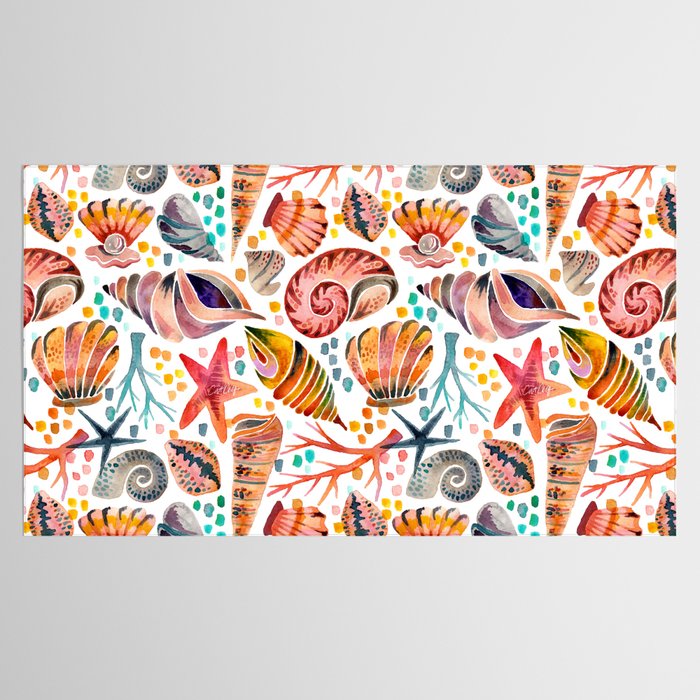 Painted Seashells - Coral & Blue Tablecloth Gallery Image 2