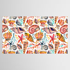 Painted Seashells - Coral & Blue Tablecloth Gallery Image 2