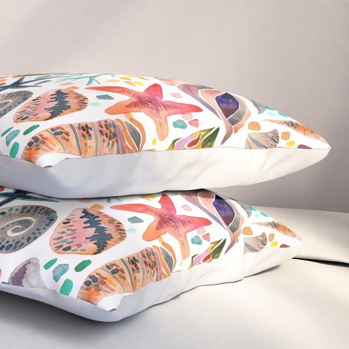 Painted Seashells - Coral & Blue Pillow Sham Gallery Image 3