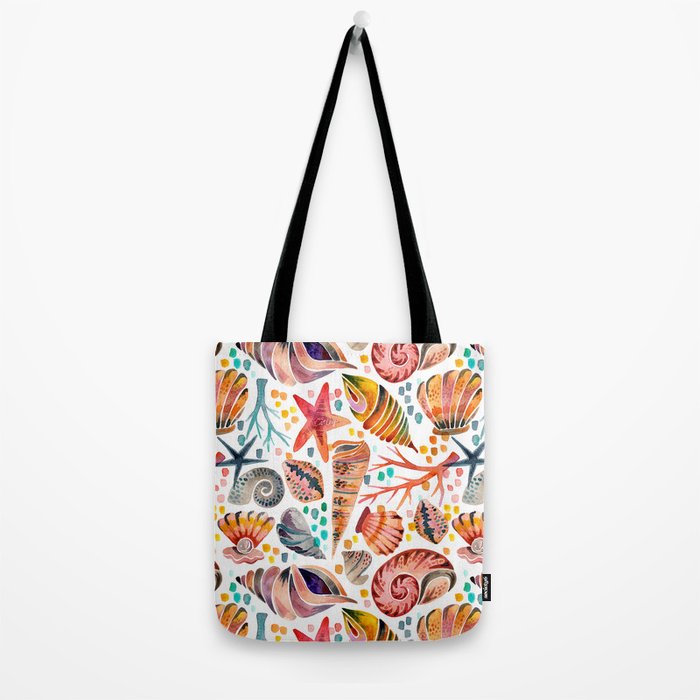 Painted Seashells - Coral & Blue Tote Bag Gallery Image 2