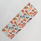 Painted Seashells - Coral & Blue Yoga Mat Gallery Image 1