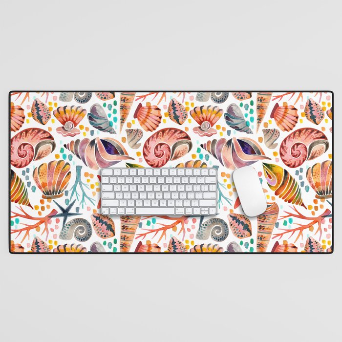 Painted Seashells - Coral & Blue Desk Mat Gallery Image 1