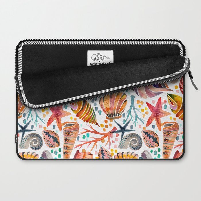 Painted Seashells - Coral & Blue Laptop Sleeve Gallery Image 2