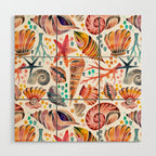 Painted Seashells - Coral & Blue Wood Wall Art Gallery Image 1