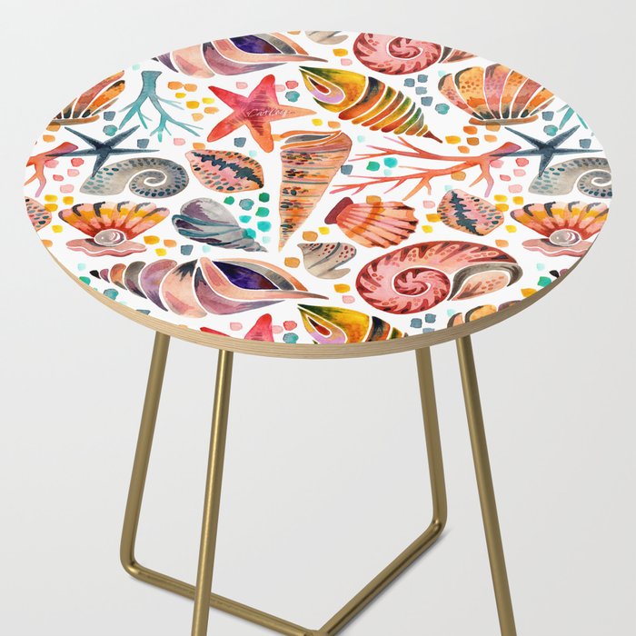 Painted Seashells - Coral & Blue Side Table Gallery Image 2