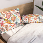 Painted Seashells - Coral & Blue Pillow Sham Gallery Image 2