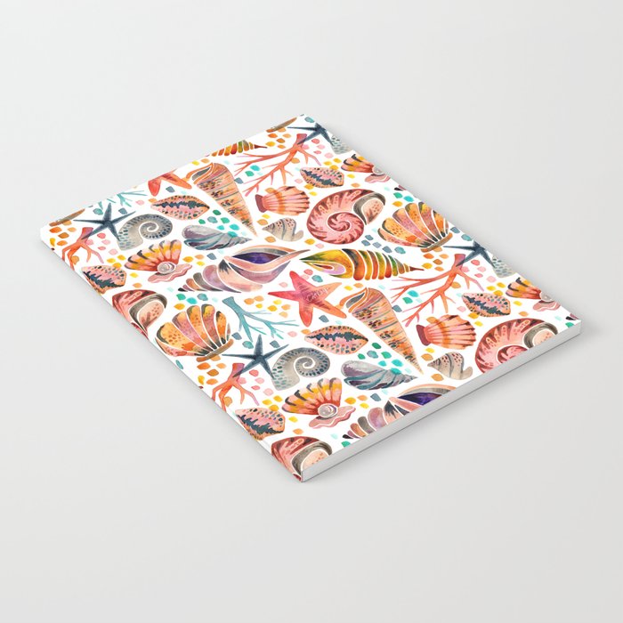 Painted Seashells - Coral & Blue Notebook Gallery Image 1