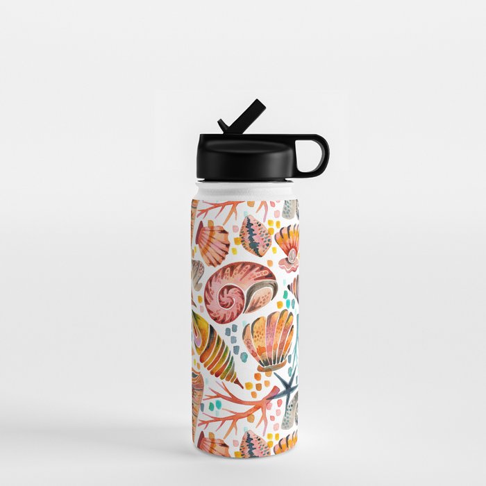 Painted Seashells - Coral & Blue Water Bottle Gallery Image 1