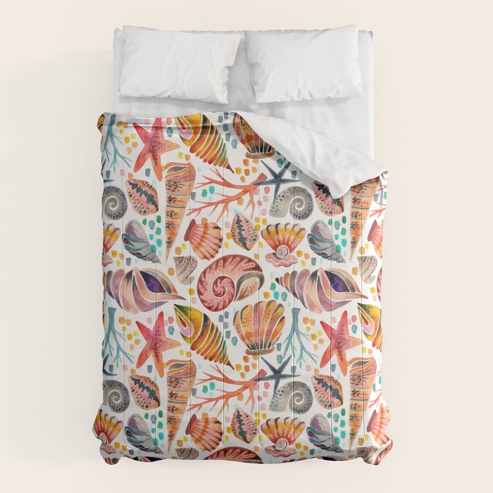 Painted Seashells - Coral & Blue Comforter Gallery Image 1