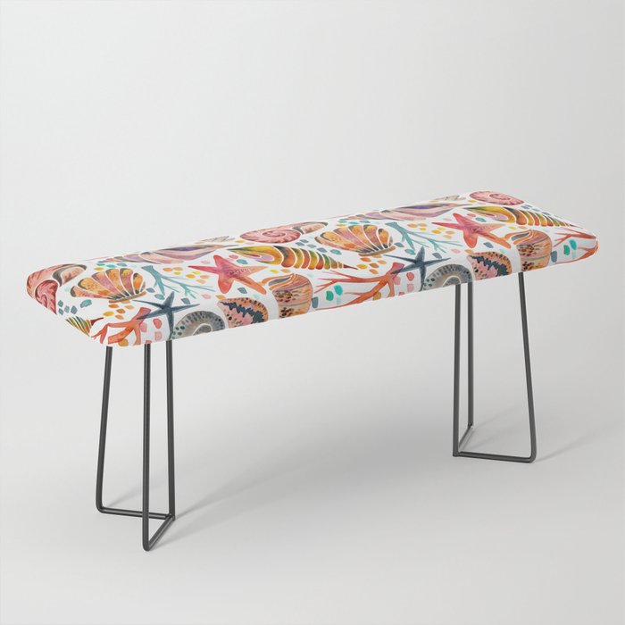 Painted Seashells - Coral & Blue Bench Gallery Image 1