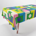 Mid Century Modern Colorful Rektangel Maximalist Pattern Green Pink Yellow Blue Tablecloth Gallery Image 1