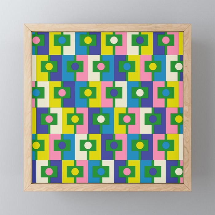 Mid Century Modern Colorful Rektangel Maximalist Pattern Green Pink Yellow Blue Mini Art Print Gallery Image 1