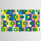 Mid Century Modern Colorful Rektangel Maximalist Pattern Green Pink Yellow Blue Tablecloth Gallery Image 2