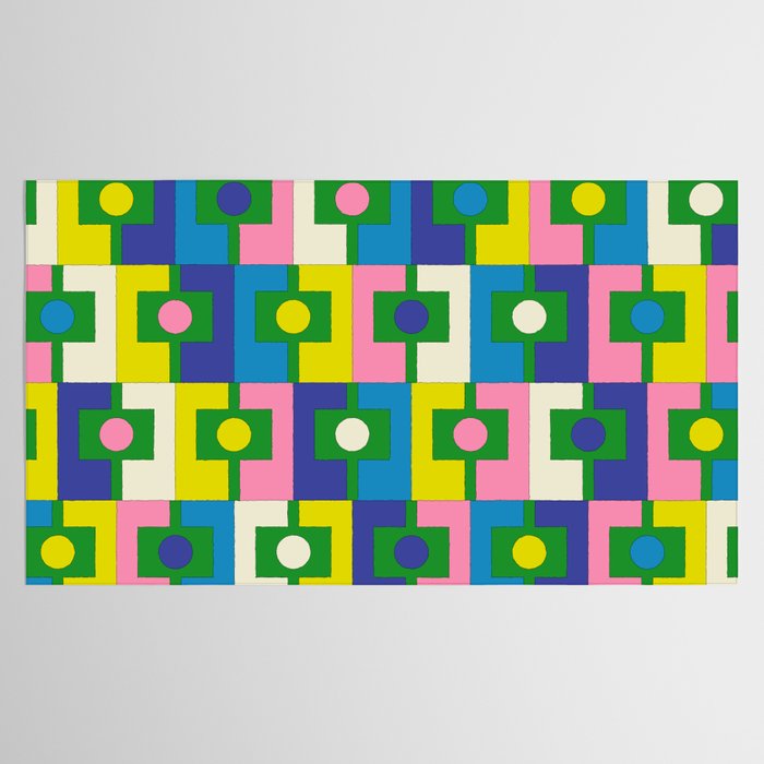 Mid Century Modern Colorful Rektangel Maximalist Pattern Green Pink Yellow Blue Tablecloth Gallery Image 2