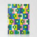 Mid Century Modern Colorful Rektangel Maximalist Pattern Green Pink Yellow Blue Stationery Card Gallery Image 2