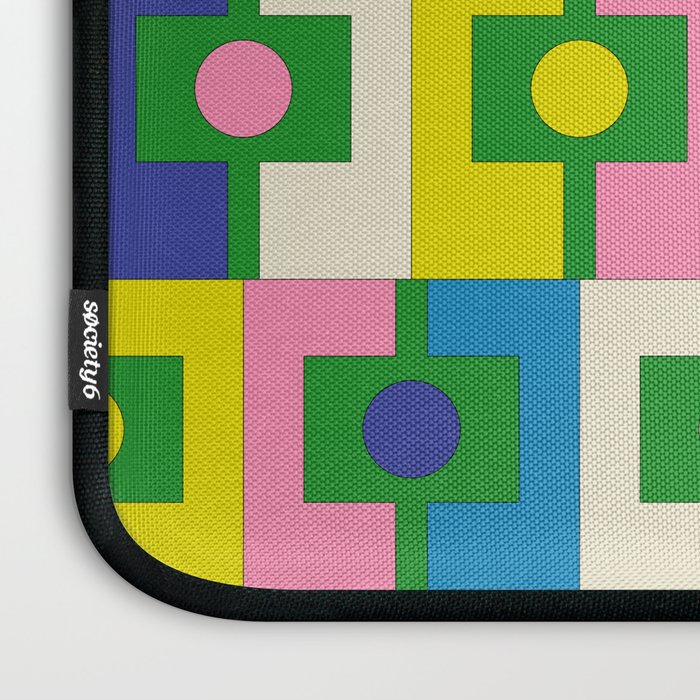 Mid Century Modern Colorful Rektangel Maximalist Pattern Green Pink Yellow Blue Laptop Sleeve Gallery Image 3
