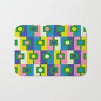 Mid Century Modern Colorful Rektangel Maximalist Pattern Green Pink Yellow Blue Bath Mat Gallery Image 1