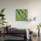 Mid Century Modern Colorful Rektangel Maximalist Pattern Green Pink Yellow Blue Wood Wall Art Gallery Image 2