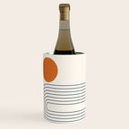 Mid Century Modern Geometric 88 in Navy Blue and Orange (Rainbow and Sun Abstraction) Wine Chiller Gallery Image 3