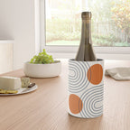 Mid Century Modern Geometric 88 in Navy Blue and Orange (Rainbow and Sun Abstraction) Wine Chiller Gallery Image 4
