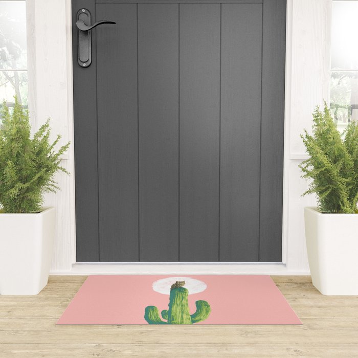 Quirky owl on saguaro cactus Welcome Mat Gallery Image 3