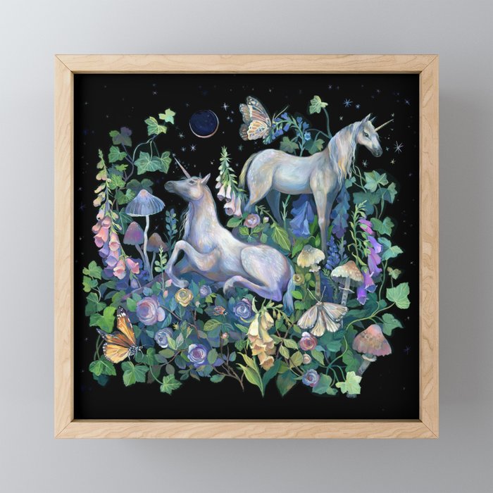 Unicorns Magical Rose Garden Mini Art Print Gallery Image 1