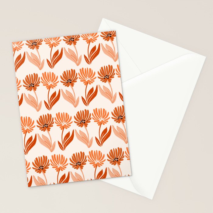 Cinnamon Twin Floral Pattern Stationery Card Gallery Image 2
