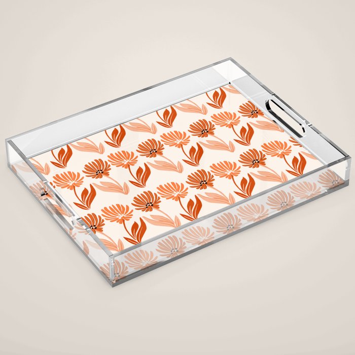 Cinnamon Twin Floral Pattern Acrylic Tray Gallery Image 1