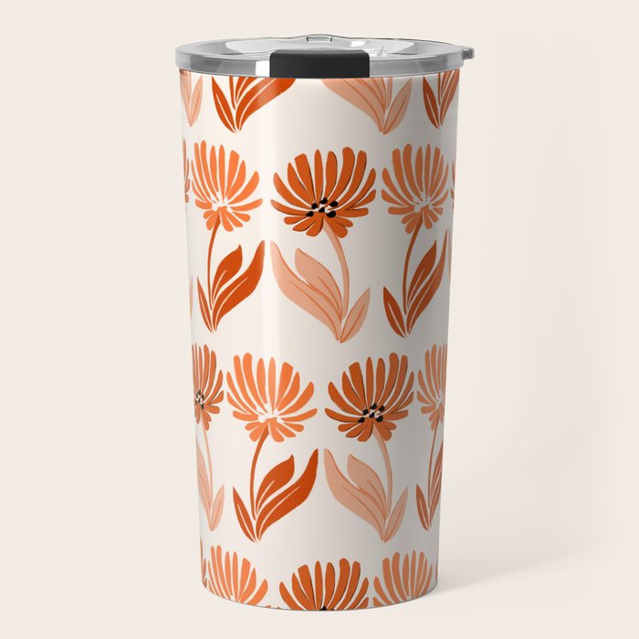 Cinnamon Twin Floral Pattern Travel Mug Gallery Image 1