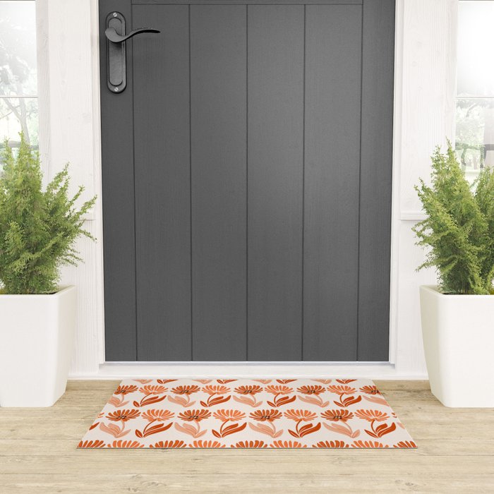 Cinnamon Twin Floral Pattern Welcome Mat Gallery Image 3