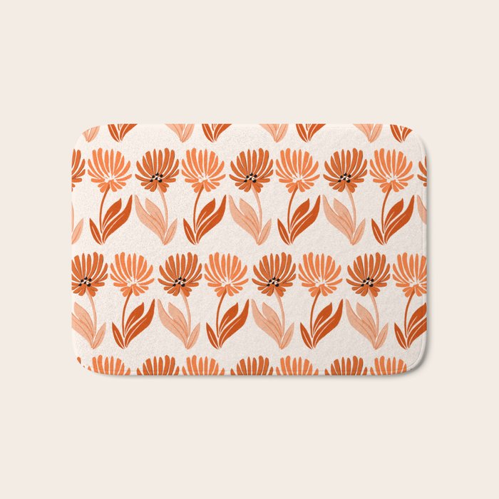 Cinnamon Twin Floral Pattern Bath Mat Gallery Image 1