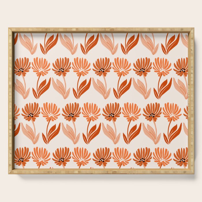Cinnamon Twin Floral Pattern Serving Tray Gallery Image 1