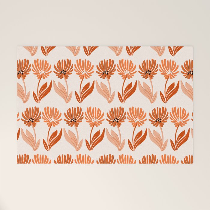 Cinnamon Twin Floral Pattern Welcome Mat Gallery Image 1