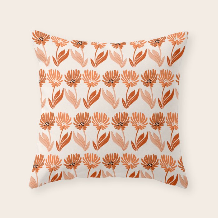 Cinnamon Twin Floral Pattern Throw Pillow Gallery Image 6