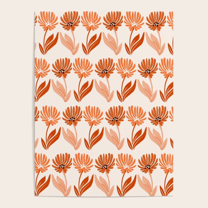 Cinnamon Twin Floral Pattern Poster Gallery Image 4