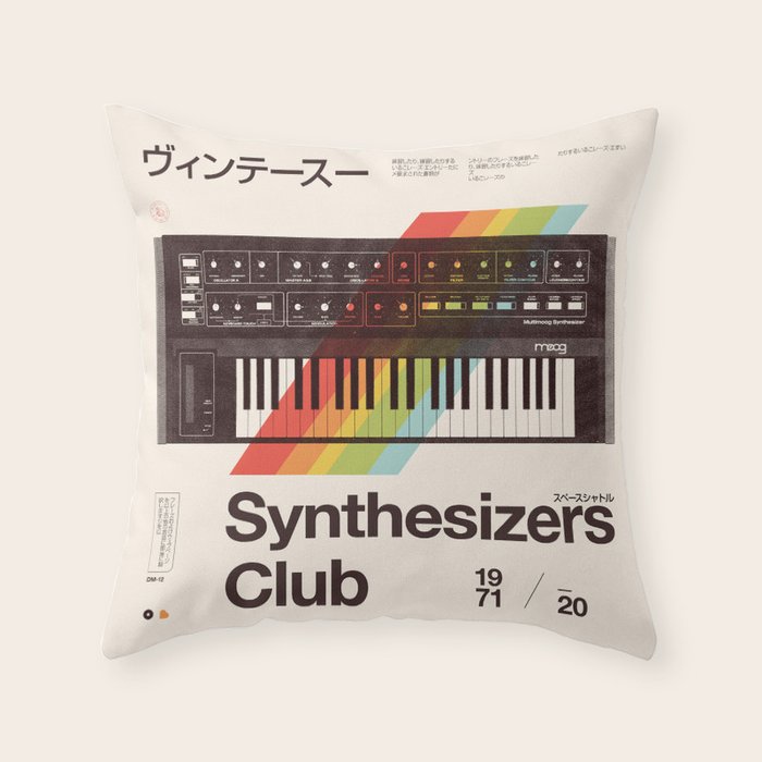 Synthesizers Club Throw Pillow Gallery Image 1