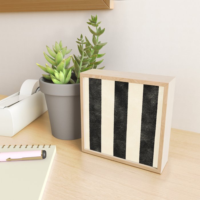 Cabana Stripe - black & cream Mini Art Print Gallery Image 2