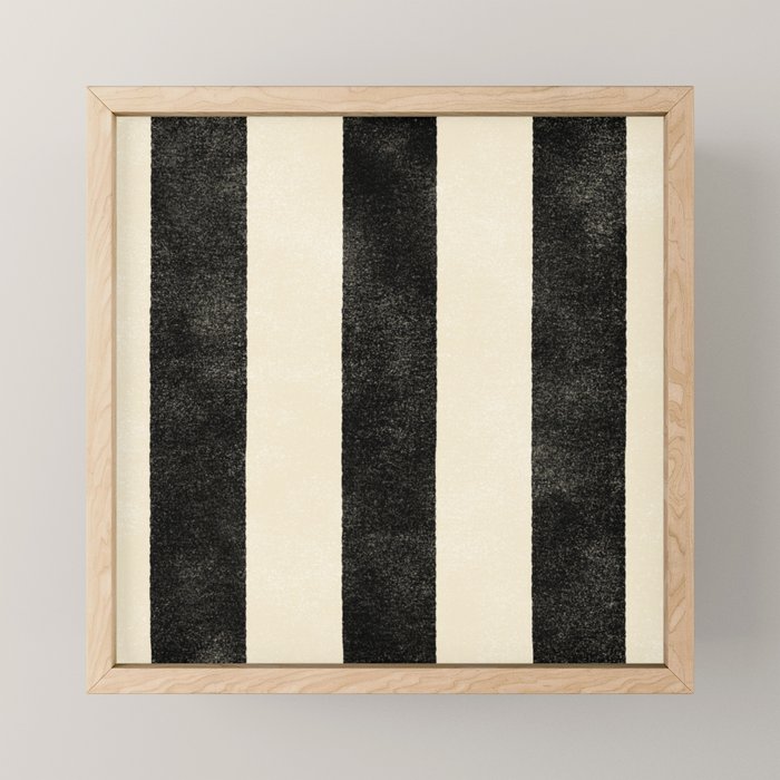 Cabana Stripe - black & cream Mini Art Print Gallery Image 1