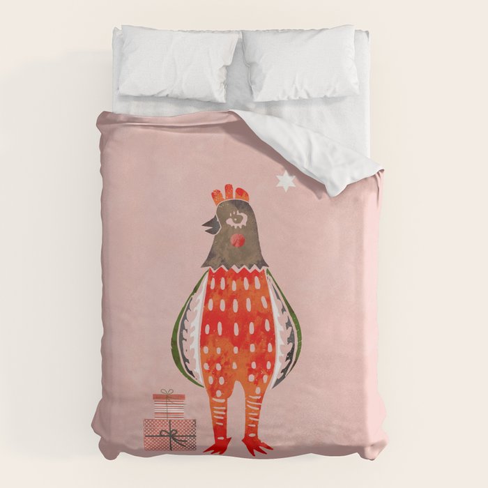 Christmas Chicken - illustration Duvet Cover Gallery Image 6