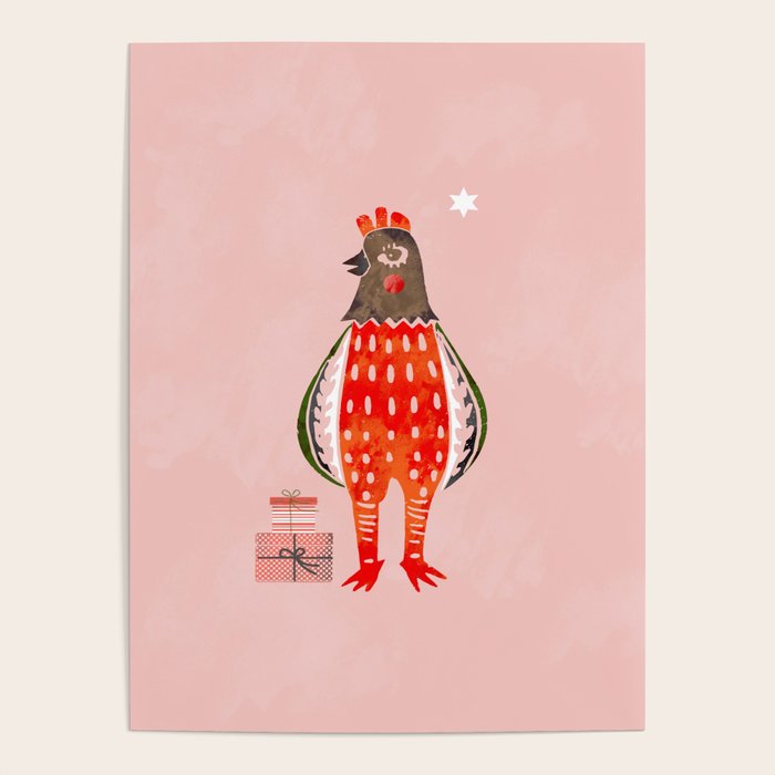 Christmas Chicken - illustration Poster Gallery Image 1