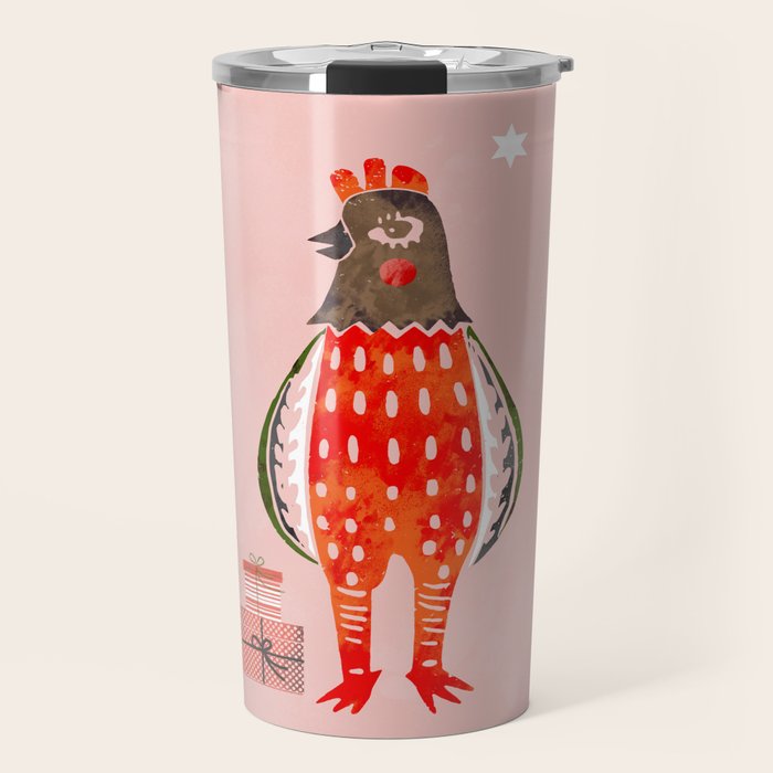 Christmas Chicken - illustration Travel Mug Gallery Image 1