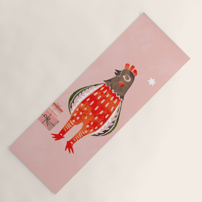 Christmas Chicken - illustration Yoga Mat Gallery Image 1