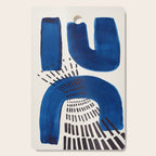 Colorful Mid Century Modern Abstract Fun Shapes Patterns Navy Blue Abstract Expressionism Cutting Board Gallery Image 1