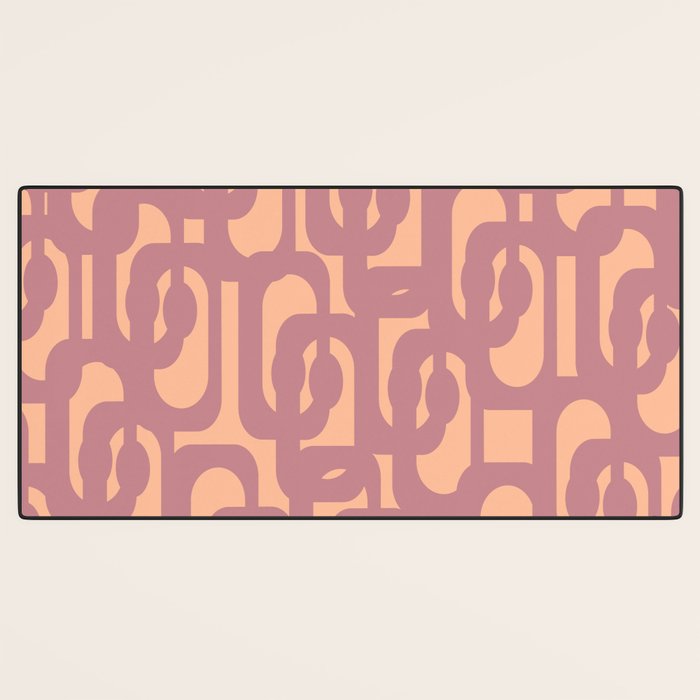 Mid Century Modern Loop Pattern Mauve Plum Peach Desk Mat Gallery Image 3