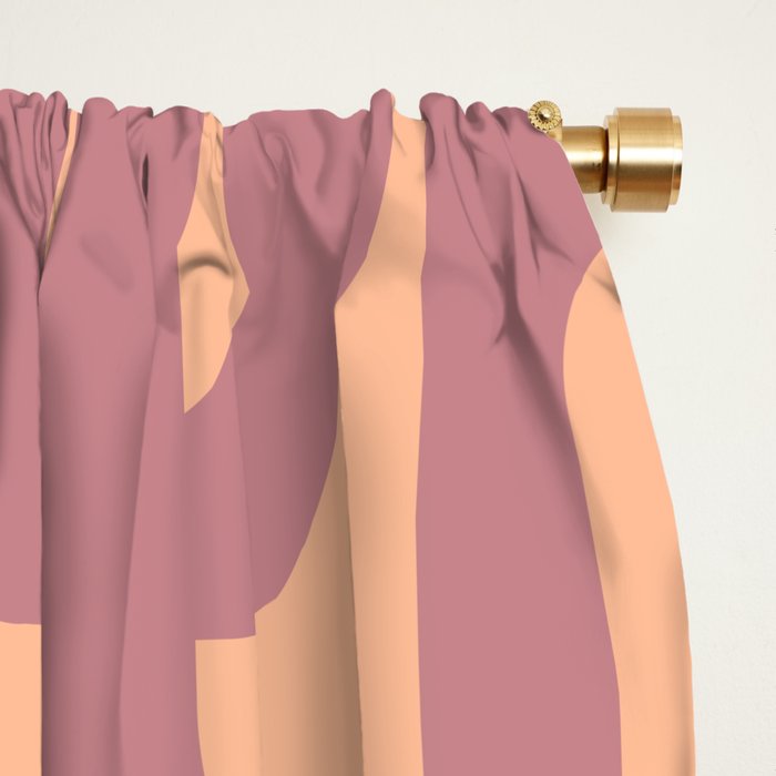 Mid Century Modern Loop Pattern Mauve Plum Peach Window Curtain Gallery Image 2