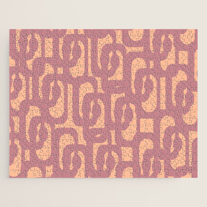 Mid Century Modern Loop Pattern Mauve Plum Peach Jigsaw Puzzle Gallery Image 1