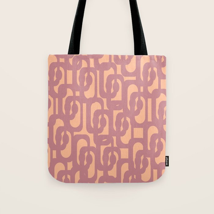 Mid Century Modern Loop Pattern Mauve Plum Peach Tote Bag Gallery Image 1